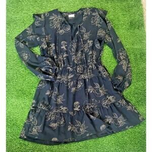 Aritzia Womens Wilfred Marvelle Floral Tier Ruffle Black Dress Medium